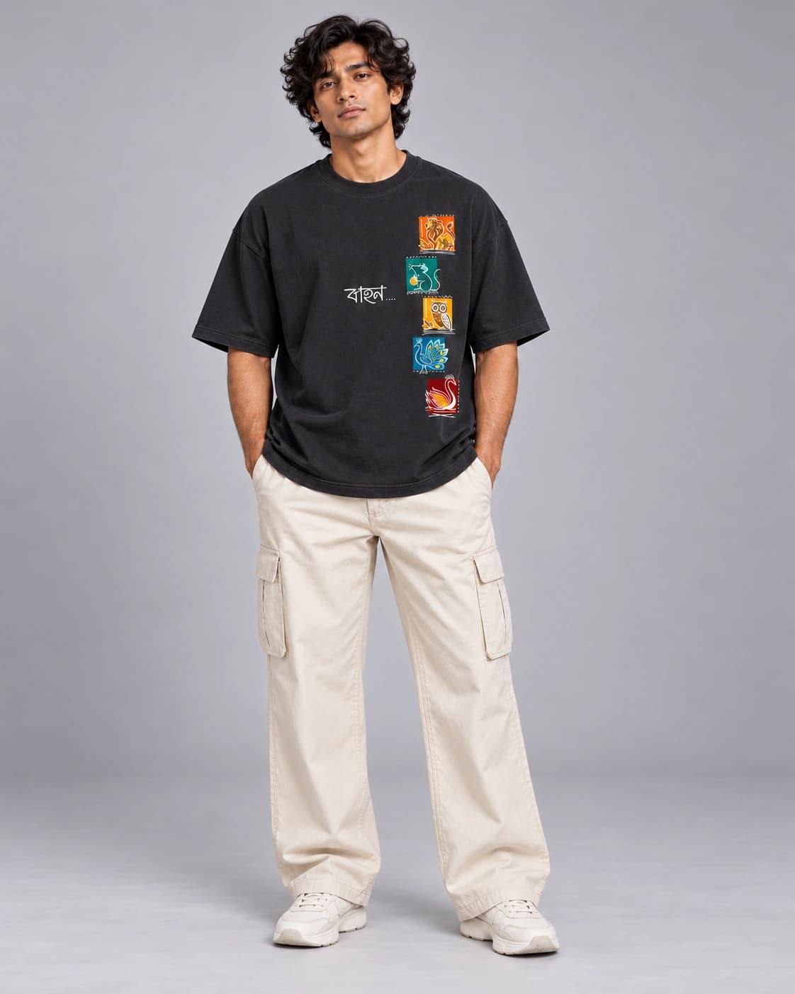 Male model wearing Bahon · Charcoal Grey